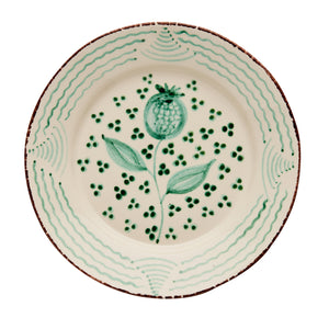 Abigails Casa Nuno Green and White Dinner Plate, Pomegranate/Waves (Set of 2)