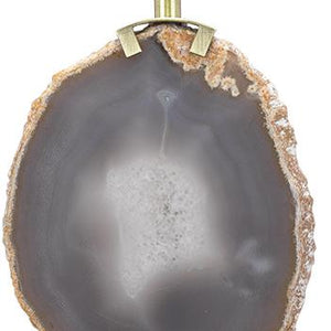 Jamie Young Agate Slice Table Lamp in Natural Lavendar Agate & Antique Brass Metal