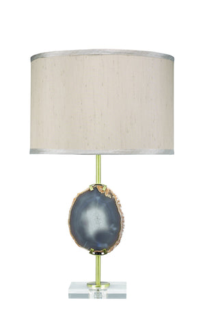 Jamie Young Agate Slice Table Lamp in Natural Lavendar Agate & Antique Brass Metal