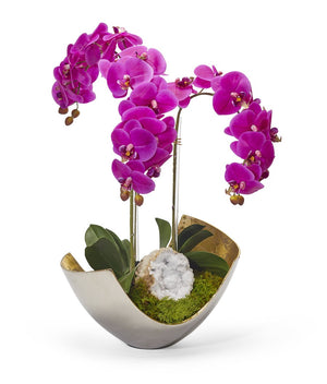 T&C Floral Company Orchids in Two Tone Metal with Goede - Fuchsia Phalaenopsis