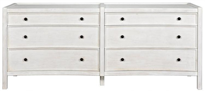 Noir Hampton 6 Drawer Dresser, White Wash
