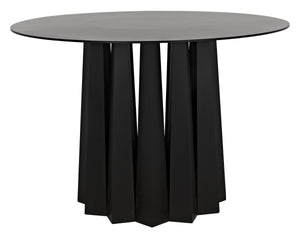 Noir Column Dining Table, Black Metal