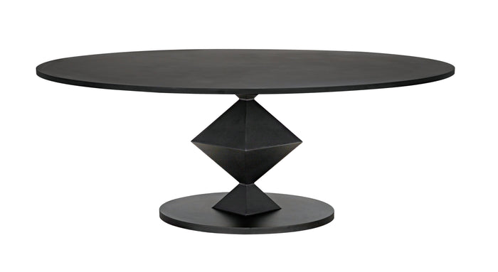 Noir Katana Oval Dining Table, Black Metal