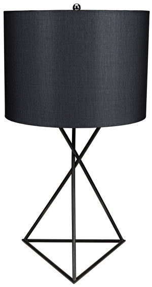 Noir Triangle Table Lamp With Shade, Black Metal