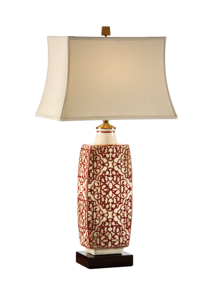 Wildwood Embroidered Bottle Lamp - Red