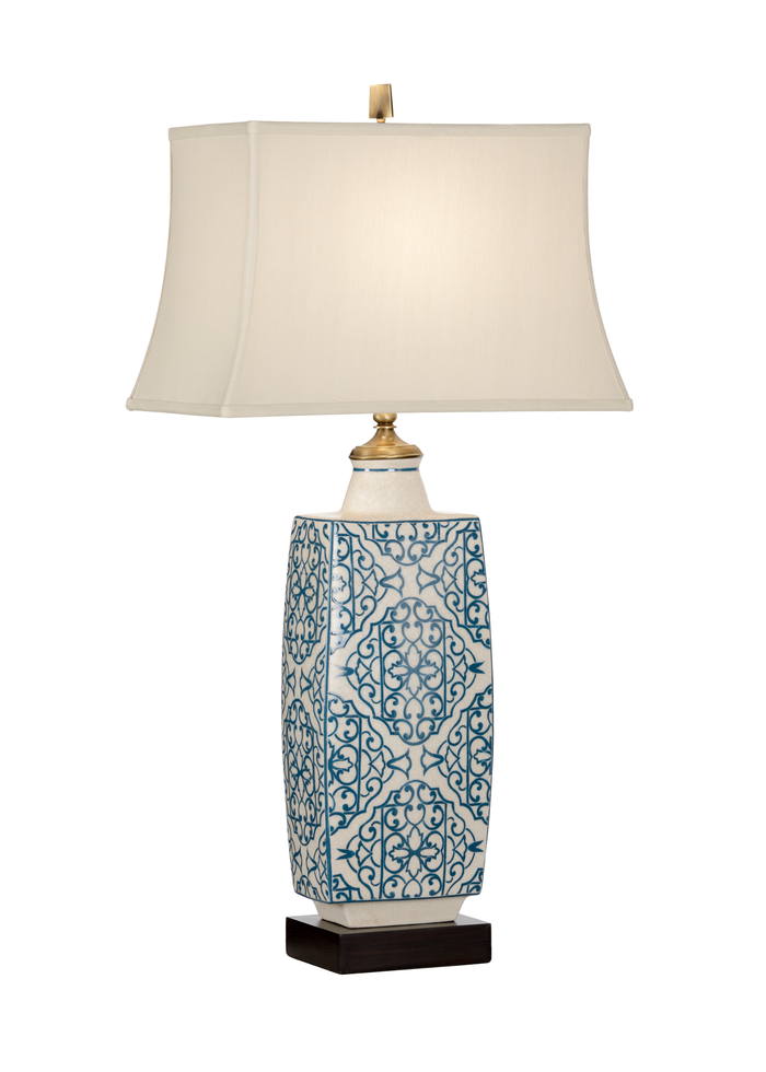 Wildwood Embroidered Bottle Lamp-Blue