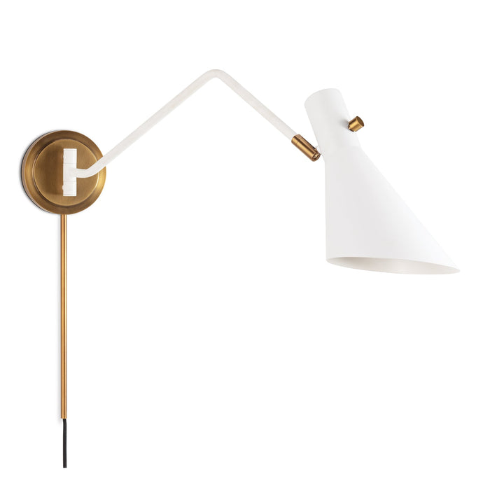 Regina Andrew Spyder Single Arm Sconce (White and Natural Brass)
