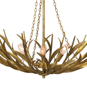 Regina Andrew River Reed Basin Chandelier (Antique Gold Leaf)