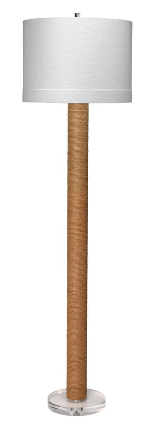 Jamie Young Cylinder Jute Floor Lamp in Rope with Drum Shade in Off White Linen