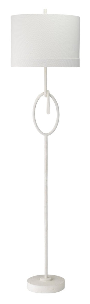 Jamie Young Knot Floor Lamp in White Gesso with Wide Oval Shade in Off White Linen