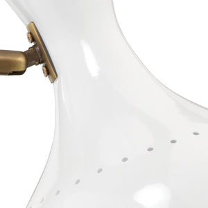 Jamie Young Pisa Swing Arm Table Lamp in White Lacquer & Antique Brass Metal