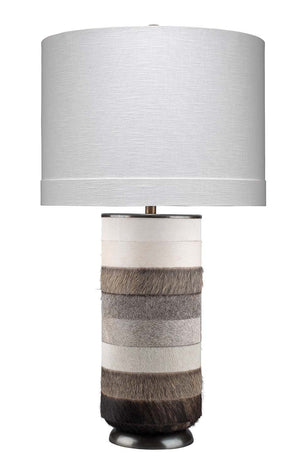 Jamie Young Winslow Table Lamp in White, Light Grey & Dark Grey Hide