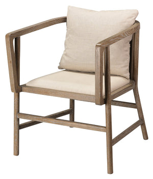 Jamie Young Grayson Arm Chair in Grey Wood and Off White Linen