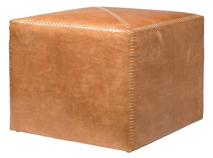 Jamie Young Large Ottoman in Buff Leather