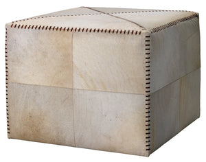 Jamie Young Large Ottoman in White Hide