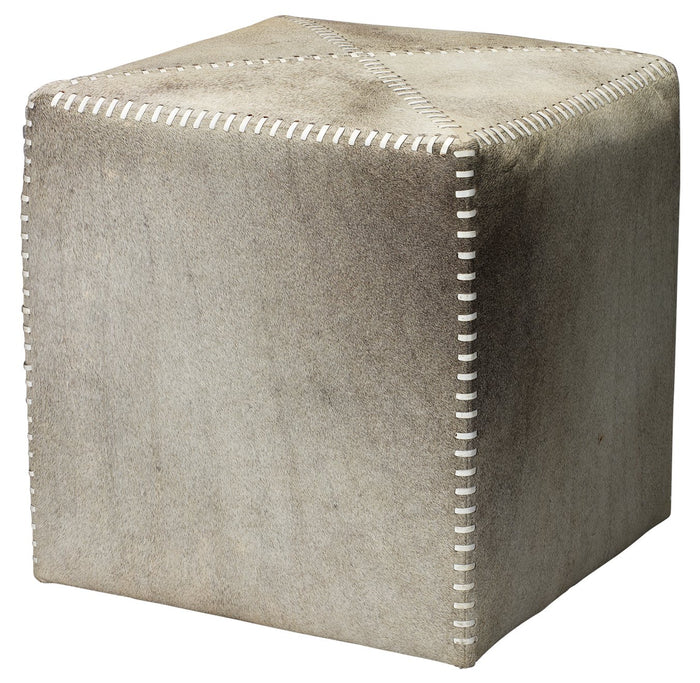 Jamie Young Small Ottoman in Grey Hide