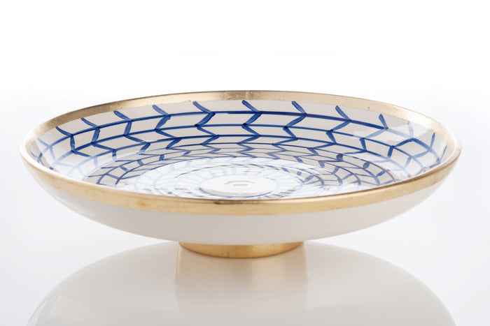 Abigails Contempo Decorative Geometric Ceramic Footed Plate
