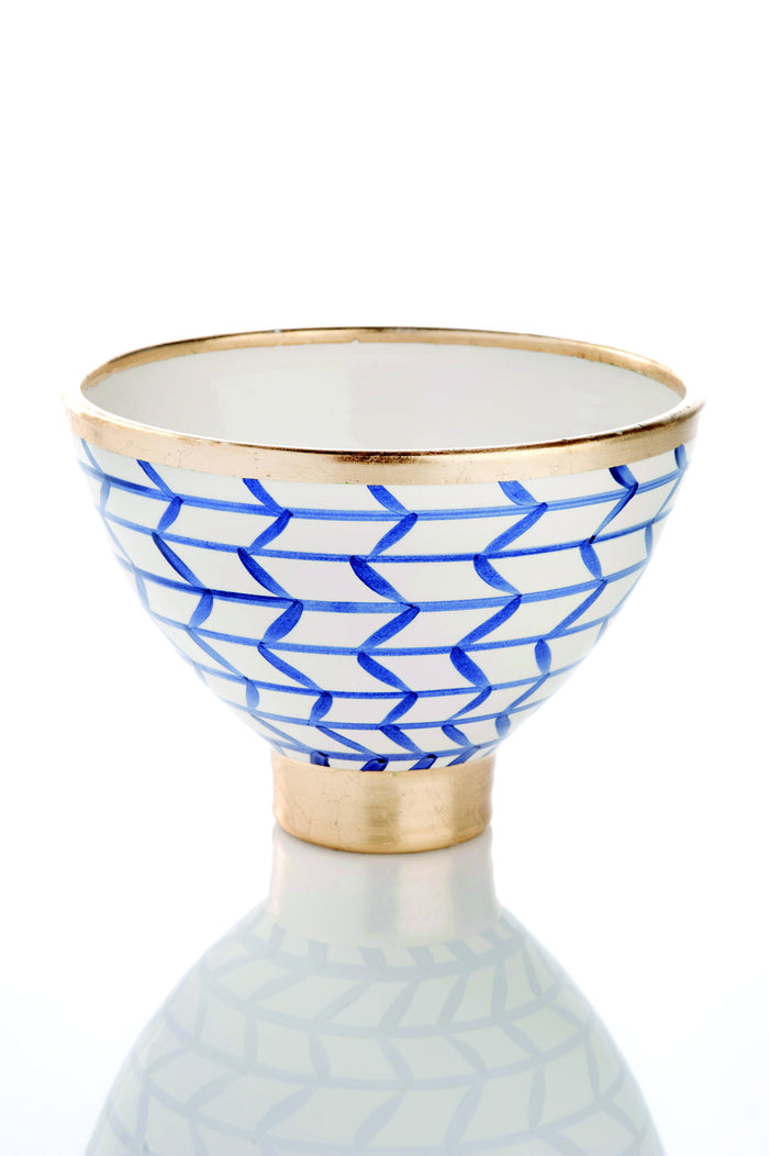 Abigails Contempo Decorative Geometic Ceramic Footed Bowl