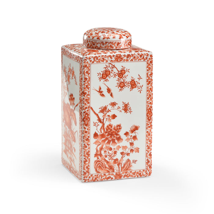 Chelsea House Lotus Square Jar (Lg) Red