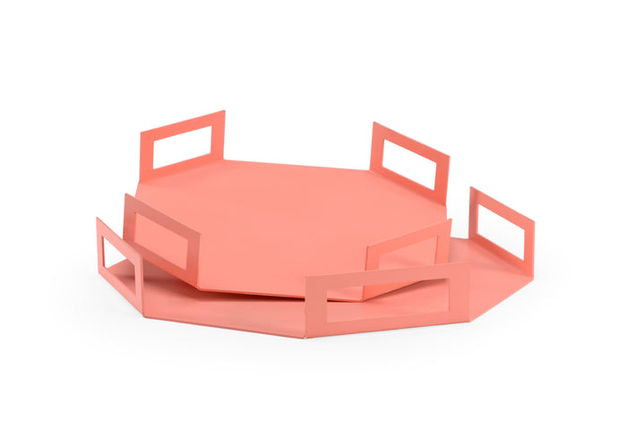 Chelsea House Octagon Trays - Coral (S2)