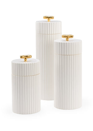 Chelsea House White Bamboo Canisters (S3)