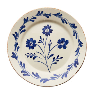 Abigails Casa Nuno Blue and White Dinner Plate, Vines, 3 Flowers/Vines (Set of 2)