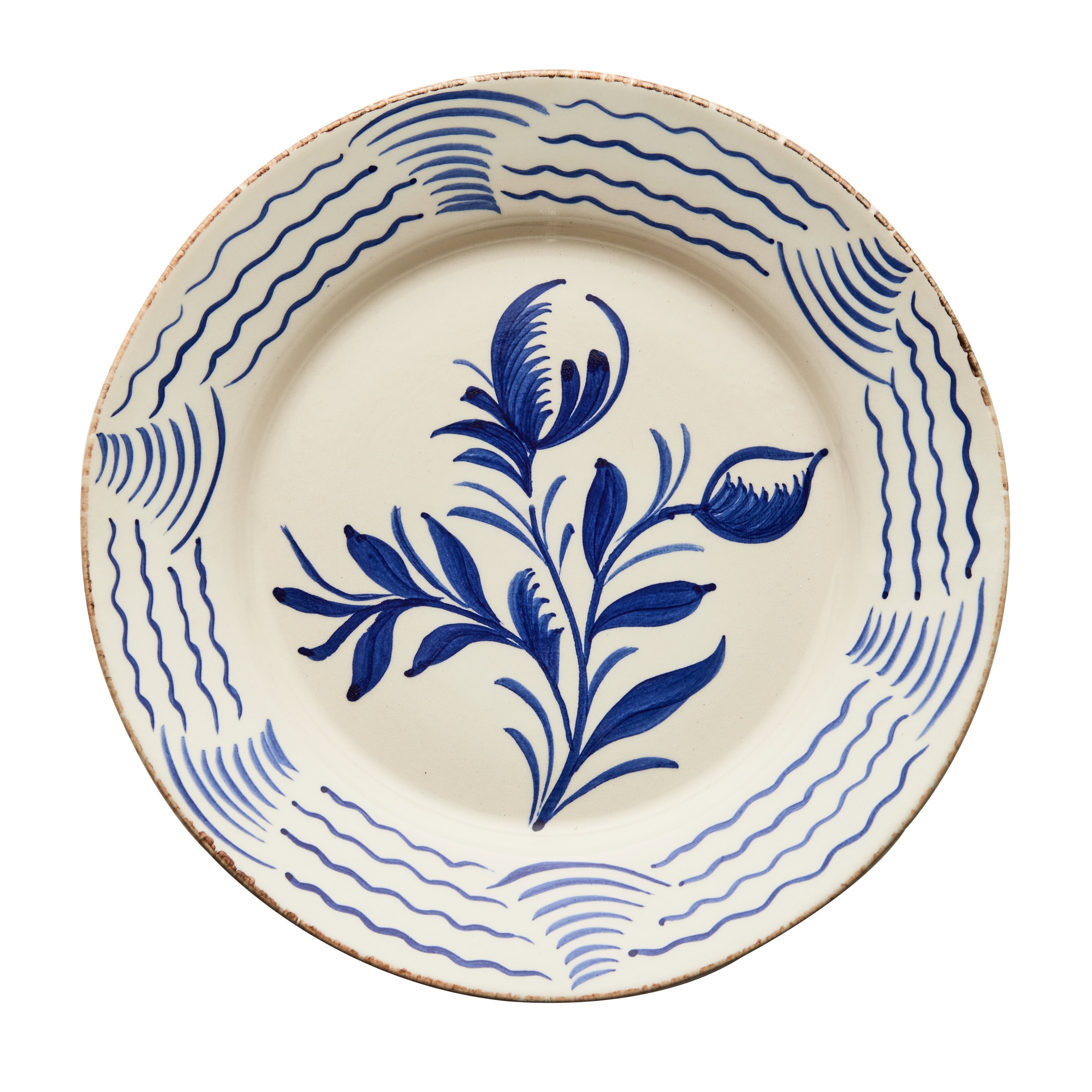 Abigails Casa Nuno Blue and White Dinner Plate, 2 Flowers/Waves (Set o –  eCTURE