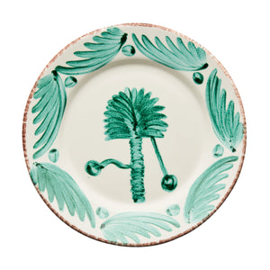 Abigails Casa Nuno Green and White Dinner Plate, Palm (Set of 2) 