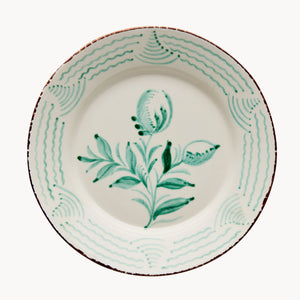 Abigails Casa Nuno Green and White Dinner Plate, 2 Flowers/Waves (Set of 2) 