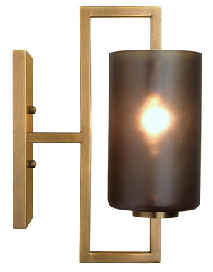Jamie Young Blueprint Sconce in Antique Brass Metal & Grey Glass