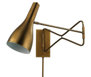 Jamie Young Lenz Swing Arm Wall Sconce in Antique Brass