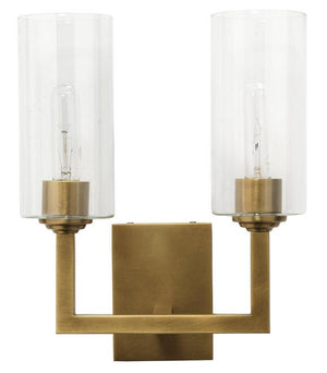Jamie Young Linear Double Wall Sconce in Antique Brass Metal
