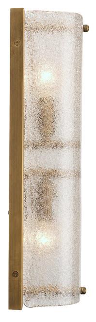 Jamie Young Moet Double Rounded Sconce in Textured Melted Ice Glass & Antique Brass Metal