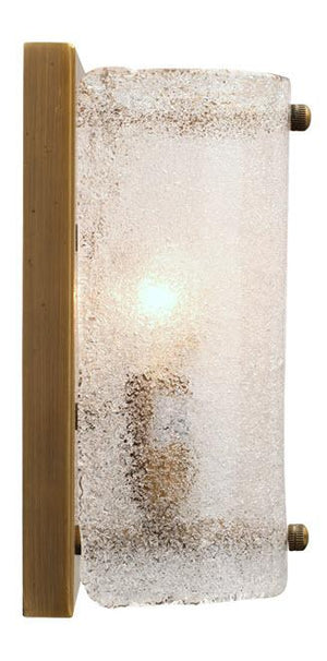 Jamie Young Moet Rounded Sconce in Textured Melted Ice Glass & Antique Brass Metal