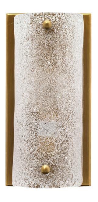Jamie Young Moet Rounded Sconce in Textured Melted Ice Glass & Antique Brass Metal