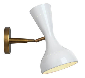 Jamie Young Pisa Wall Sconce in White Lacquer & Antique Brass Metal