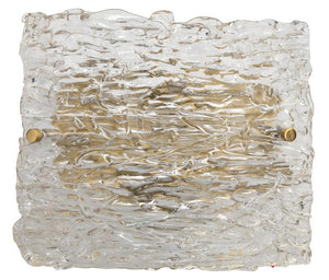 Jamie Young Swan Curved Glass Sconce, Large in Clear Textured Glass & Antique Brass Metal