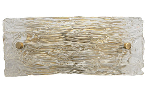 Jamie Young Swan Curved Glass Sconce, Small in Clear Textured Glass & Antique Brass Metal