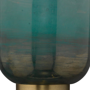 Jamie Young Vapor Single Sconce in Antique Brass & Aqua Metallic Glass