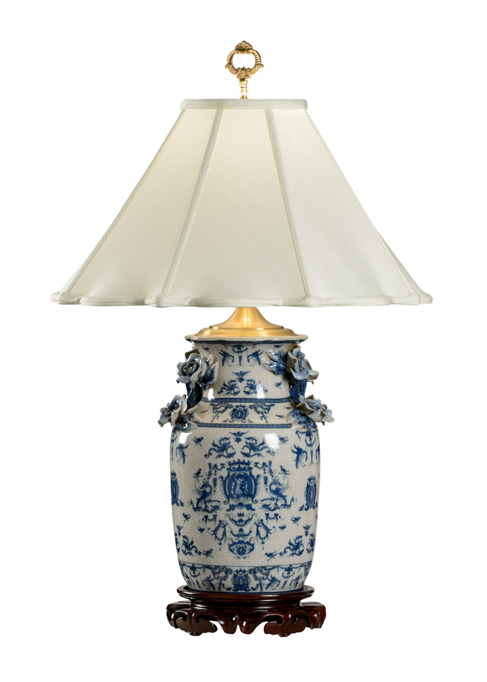 Wildwood Blue White With Dragons Lamp