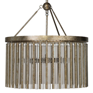 Jamie Young Andromeda Chandelier in Champagne Leaf Metal & Glass Tubes