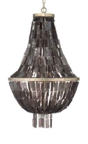 Jamie Young Capsize Chandelier in Black Mother of Pearl & Champagne Leaf Metal