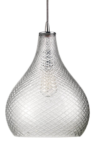 Jamie Young Large Cut Glass Curved Pendant in Clear Glass