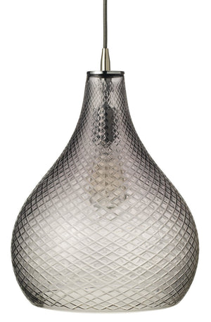 Jamie Young Large Cut Glass Curved Pendant in Grey Glass