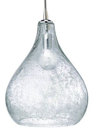 Jamie Young Large Curved Pendant in Clear Seeded Glass