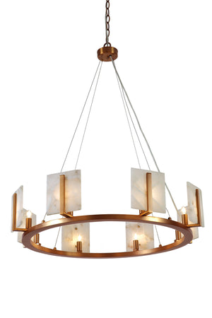 Jamie Young Halo Chandelier, Large in Antique Brass & Alabaster
