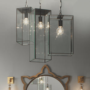 Jamie Young Harlem Wide Pendant in Oiled Bronze & Clear Glass