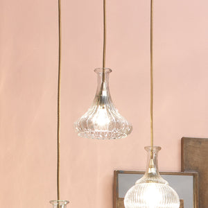 Jamie Young Isabella Carafe Pendant in Clear Glass with Brass Hardware