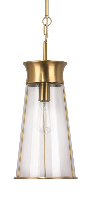 Jamie Young Nara Pendant in Clear Glass w/ Antique Brass Hardware