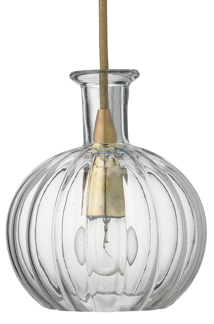 Jamie Young Sophia Carafe Pendant in Clear Glass with Brass Hardware
